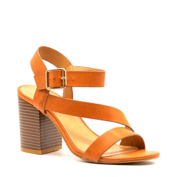 SODA SIDE STRAP STACKED HEEL OPEN TOE SANDAL - Picture 2 of 15